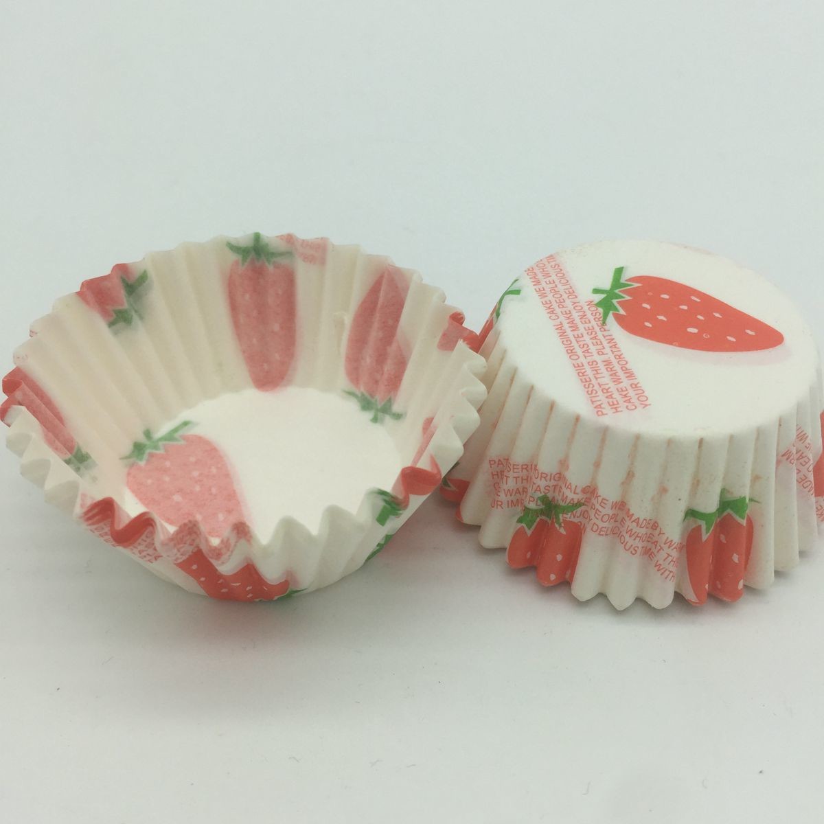 Buy White And Red Greaseproof Cupcake Liners Disposable Baking Paper Cup Mini Strawberry Pattern at wholesale prices