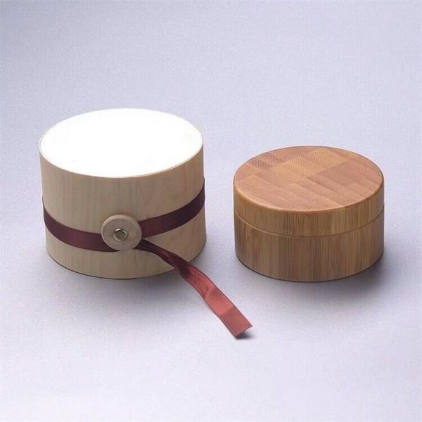 Buy natural products round shape 100g cosmetic jars with bamboo lid with wooden box packed at wholesale prices