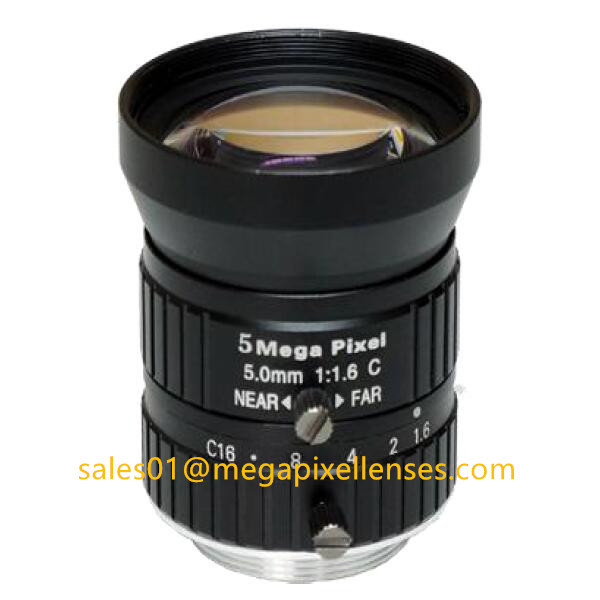 1/1.7 5mm F1.6 Megapixel Manual IRIS C Mount Industrial FA Lens, 5mm 5MP Machine Vision Industrial Lens