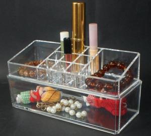 Quality Clear Crystal Plastic Acrylic Makeup Case Jewellery Box for sale