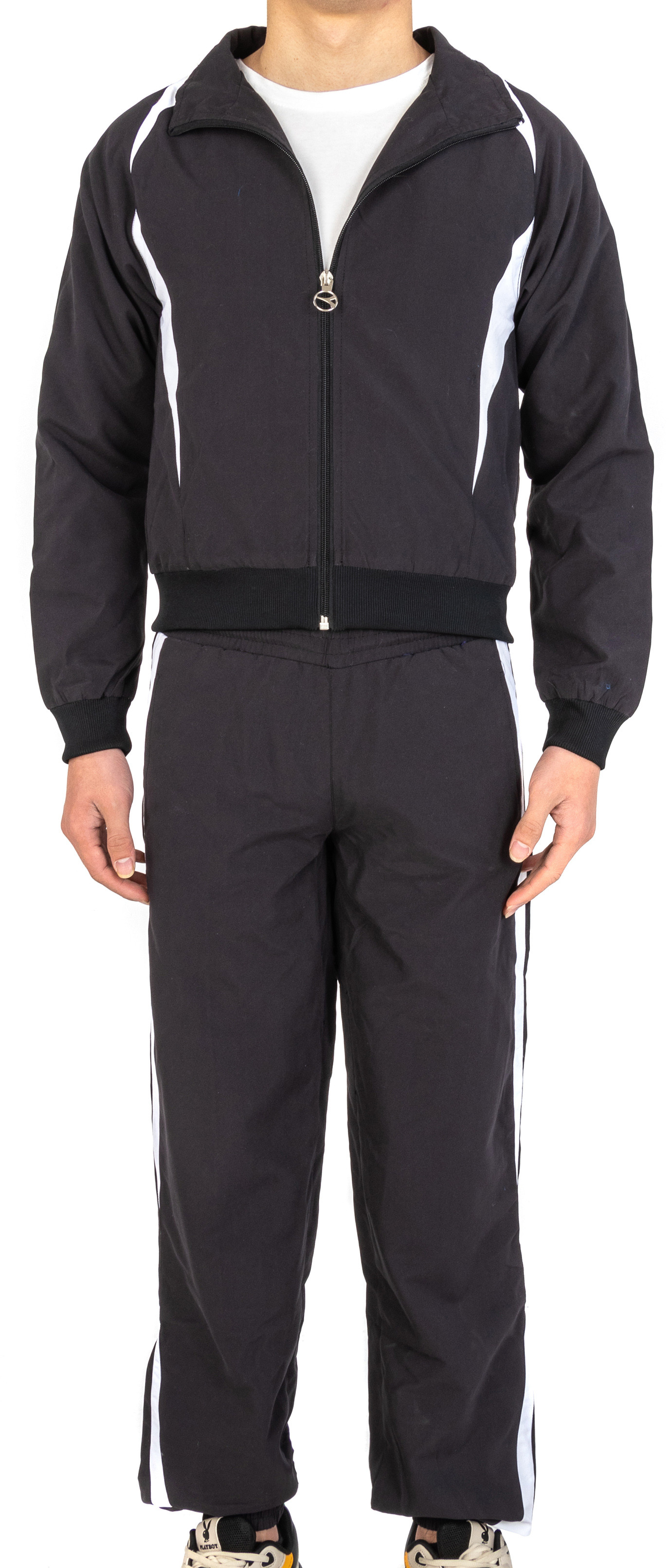 Quality Polyester Woven Fabric Leisure  Mens Tracksuit Bottoms Black Color for sale