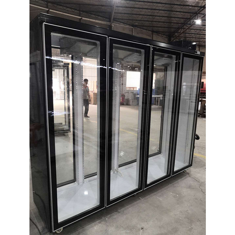 China 2500L Reach In Cooler 4 Glass Door Refrigerator For Convenience Store on sale