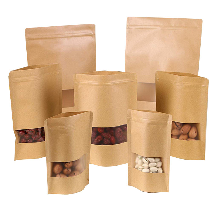 Quality Anti Leakage Standing Food Foil Scrim Kraft Paper Bags for sale