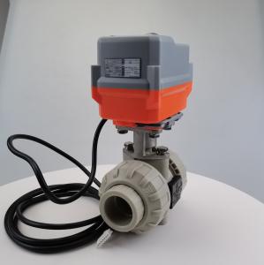 Quality 1.6MPa PPH UPVC Electric Actuated Ball Valve Wear Resistance  mini motor valve for sale