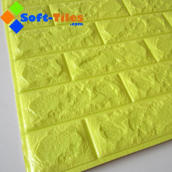 Buy Bright Yellow Colour 770*700mm 3d Foam Brick Wall Decoration Sheet at wholesale prices