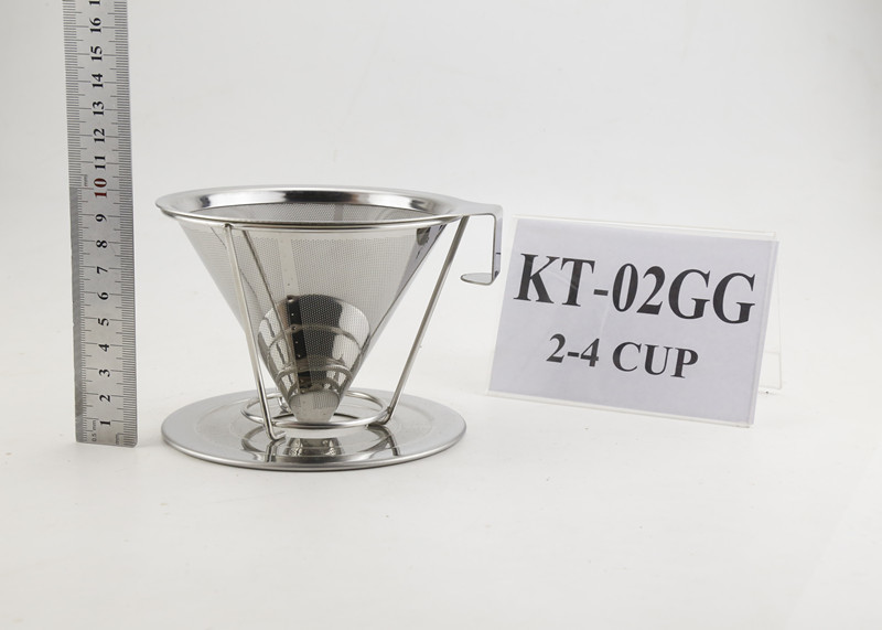 Quality Stainless Steel Pour Over Cone Dripper With Separate Stand , Metal Coffee Filter Cone for sale