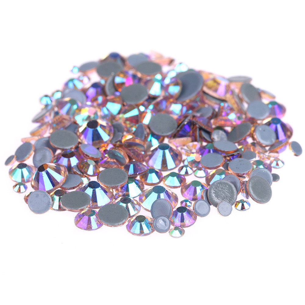 Quality Custom Size Stick On Rhinestones  , Round Shape Glass Crystal Rhinestones for sale