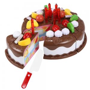 China DIY 5.9inch Wooden Fruit Cutting Set Birthday Cake Toy Plastic on sale
