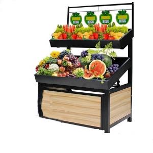 China Multi Layer Fruit And Vegetable Display Stand Metal And Wooden Customer Size on sale