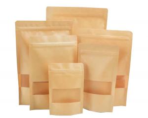 Quality Clear Window Kraft Paper Ziplock Standing Food Pouch for sale