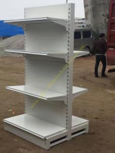 Quality Double Sided Four Tier Supermarket Display Stands / Retail Store Display Shelves for sale