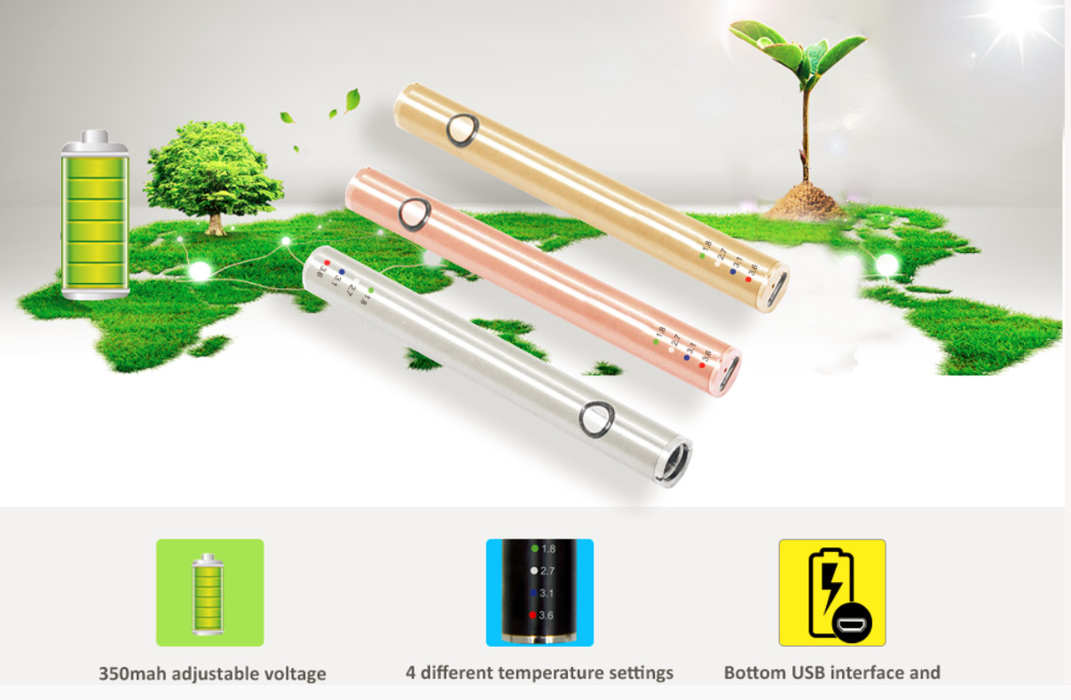 Buy VB battery 4 different temperature setting 350mAh adjustable voltage oil vaporizer battery with prehead function at wholesale prices