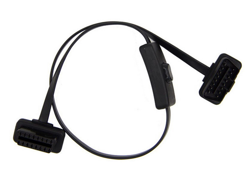 Buy OBD2 OBDII J1962 Right Angle Male to Female Extension Flat Cable with Switch at wholesale prices