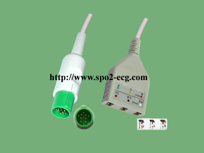 Quality 10 Pin One Piece ECG Lead Cable For Patient Monitor Anti - Interference for sale
