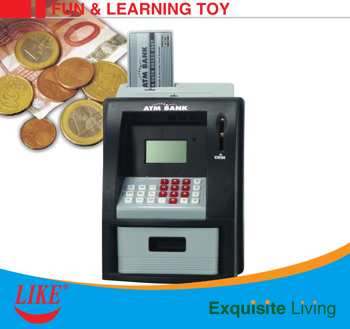 Buy cheap ATM piggy bank electronic toy for kid present Blue/White Color USD currency from wholesalers