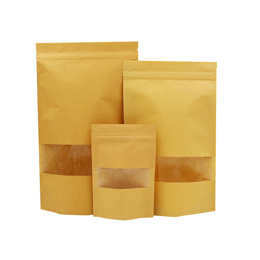 Quality Customized Standing Plain Kraft Paper PE Food Pouch for sale