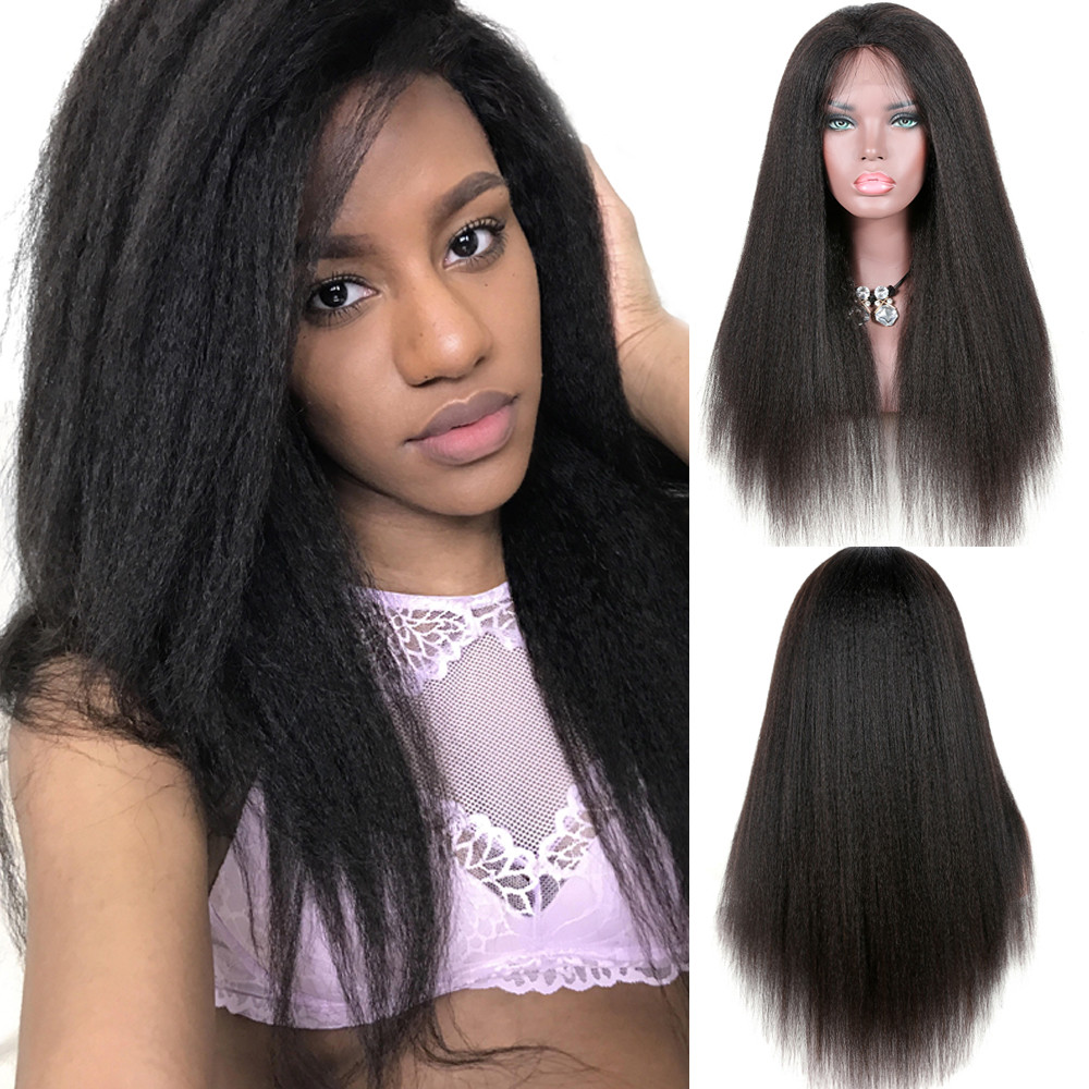 Quality Yaki Kinky Straight Full Lace Wigs Human Hair No Chemical No Tangle for sale