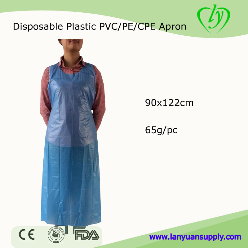 China Disposable Plastic PVC Apron Cooking Apron in Blue Color/Disposable PE Apron on sale