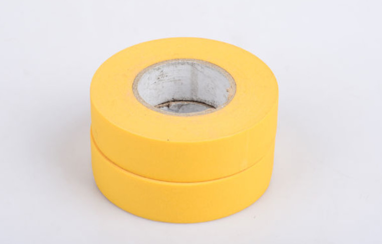 Quality Crepe Paper Material Yellow Masking Tape For Powder Spraying for sale