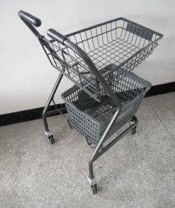 Quality Japanese Style Supermarket Steel Folding Shopping Basket Trolley / Push Cart for sale
