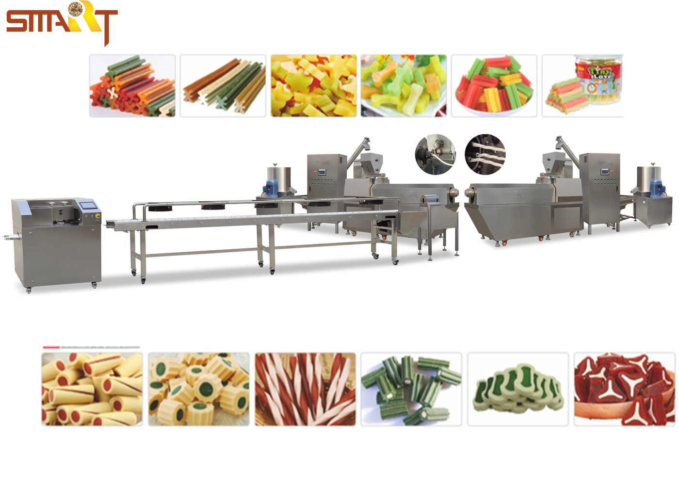 Quality 100kg/H Dog Pet Food Production Line Stainless Steel Food Grade for sale