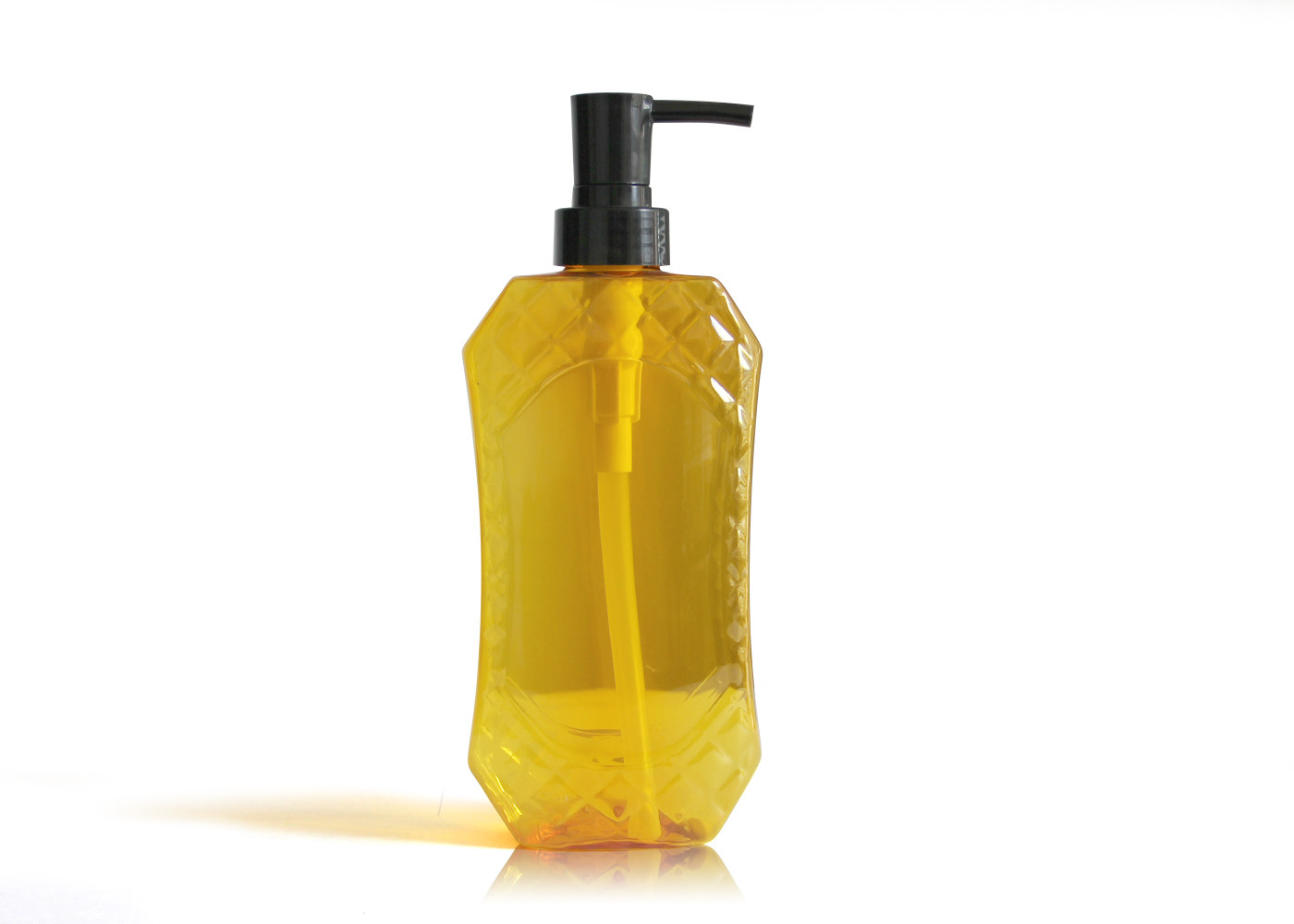 Tranlucent Yellow Flat PET Cosmetic Bottles Pattern Silkscreen Printing Surface Handling