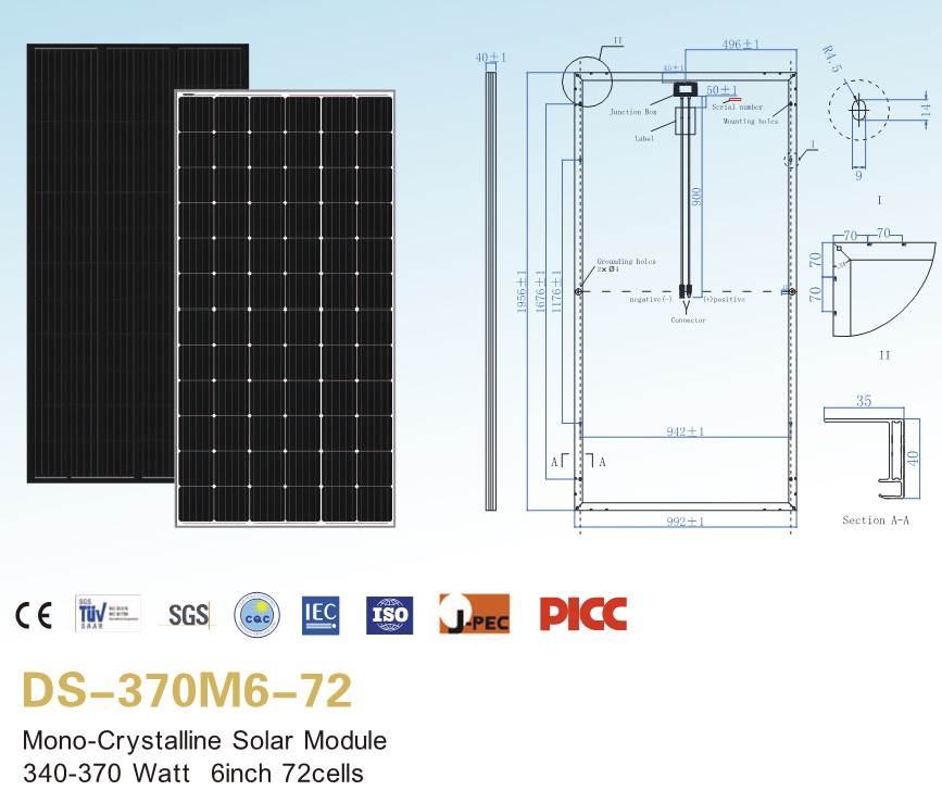 Buy cheap 340W 350W 360W 370W Solar PV Panel Monocrystalline Solar Panel For Solar Farm from wholesalers