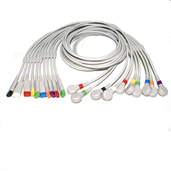 Quality Multi - Link Leadwires EKG Machine Cable 2P Plug IEC And AHA , TPU Material for sale