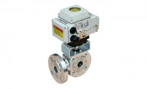 Quality T / L Type 3 Way Electric Actuated Ball Valve For Diverging Converging for sale