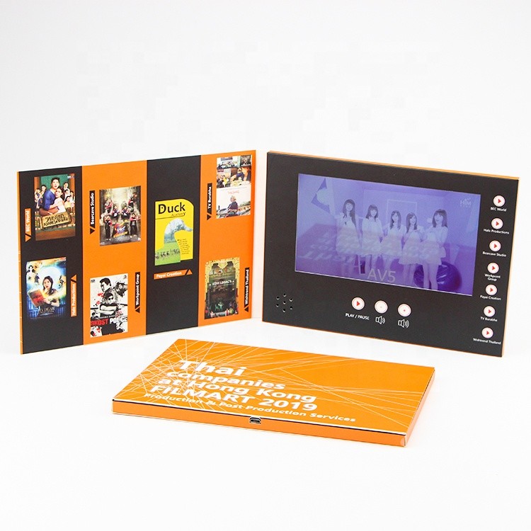 Quality Video Lcd Book Advertising Promotion Video Brochure Card 7 Inch In Print Lcd Screen Book Digital Catalogue for sale