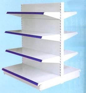 Quality OEM 4 Tier Double Back Plate Steel Supermarket Shelf for sale