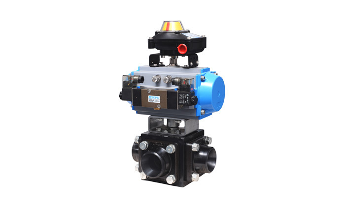 Quality 3 Way T / L Type Pneumatic Ball Valve Butt Welding End For Diverging Converging for sale