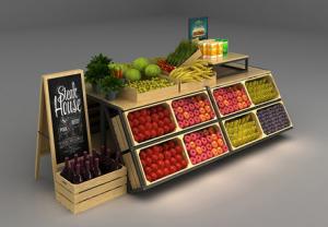 China K D Wooden Shop Display Shelving Fruit And Vegetable Display Stand on sale
