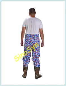 Quality FQWY1901 Camouflage PVC Skidproof Underwater Outdoor Fishing Pants with Rain Boots for sale