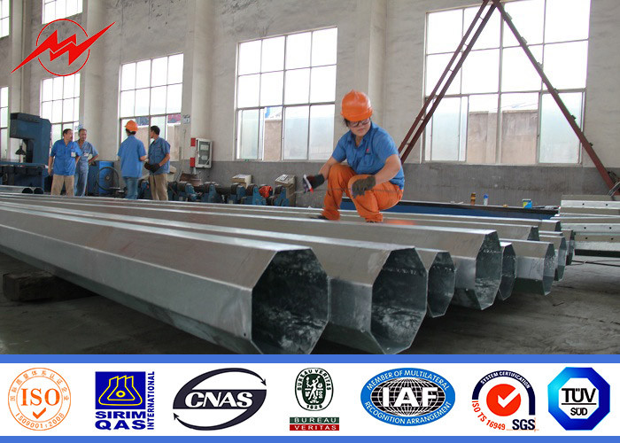 Customized Round High Voltage Steel Tubular Pole With Cross Arm ISO9001:2008