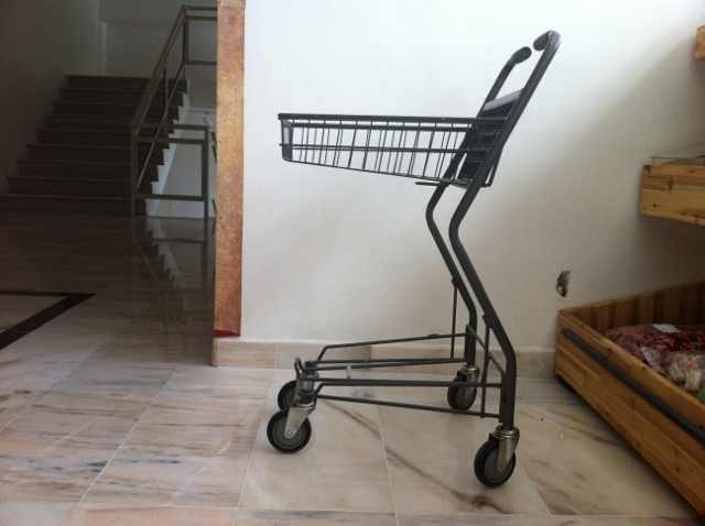 Quality Japanese Metallic Supermarket Shopping Trolley / Grocery Cart With Wheels for sale