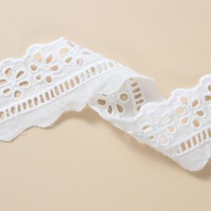 Quality Polyester Embroidery Lace Fabric White Embroidery Lace Trim For Dress for sale