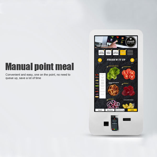 Restaurant Smart Digital Signage Kiosk , Payment Lcd Digital Signage With Printer And Scanner
