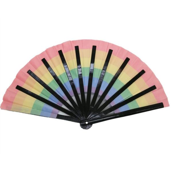 Custom Large Foldable Hand Fans open 33cm 68cm Fabric Bamboo Hand Held Fans