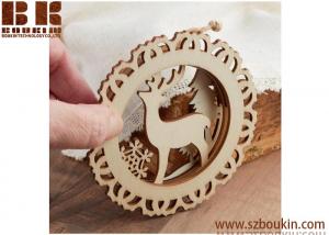 Quality Unfinished Wood Laser Cut Reindeer Ornament Christmas Decoration for sale
