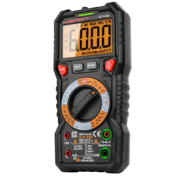 Buy Habotes HT118 AC DC Tester Meter Auto Range Digital Multimeter Voltmeter with Resistance Frequency T-RMS at wholesale prices