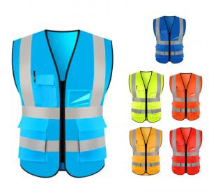 Quality High Visibility Reflective Road Safety Vest Worker Construction Electrical Protective Vest With Pockets for sale