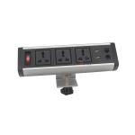 Fix on desk edge conference table power outlet with customized module