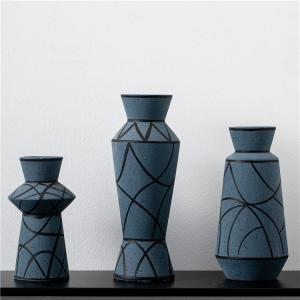 Quality New Design Modern Wedding Centerpiece Decorative Nordic Porcelain Flower Vases Matt Blue Ceramic Vase For Decor for sale