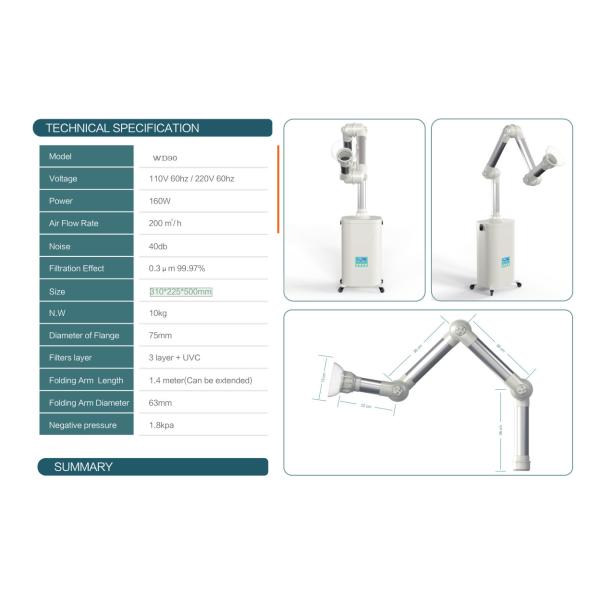 External Oral Suction Aerosol Suction Machine, Virus Aerosols Airborne Droplets UV Disinfection Fume Extractor