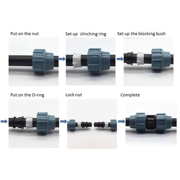 Durable All Size All Type Irrigation Plastic Compression Fitting Pn16, Square One