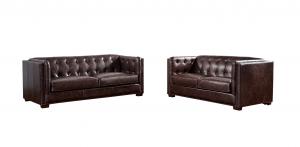 Quality 5 Star Hotel Full Soft Leather Sofa Set , Chocolate Brown Leather Couch American Style for sale