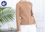 Mock Neck Rib Ladies Wool Jumpers Long Sleeves Slit Cuff Sweater Anti - Shrink