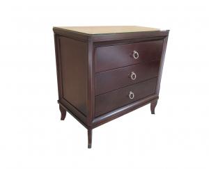 China 3 Drawer Walnut Finish Hotel Bedside Tables King Size Wooden Night Stand on sale