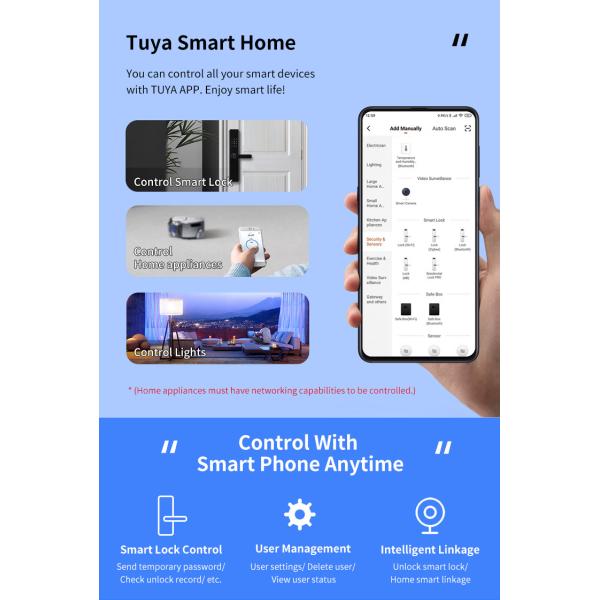 QLEUNG S818 Smart Wifi Door Lock with Fingerprint Password Card Access